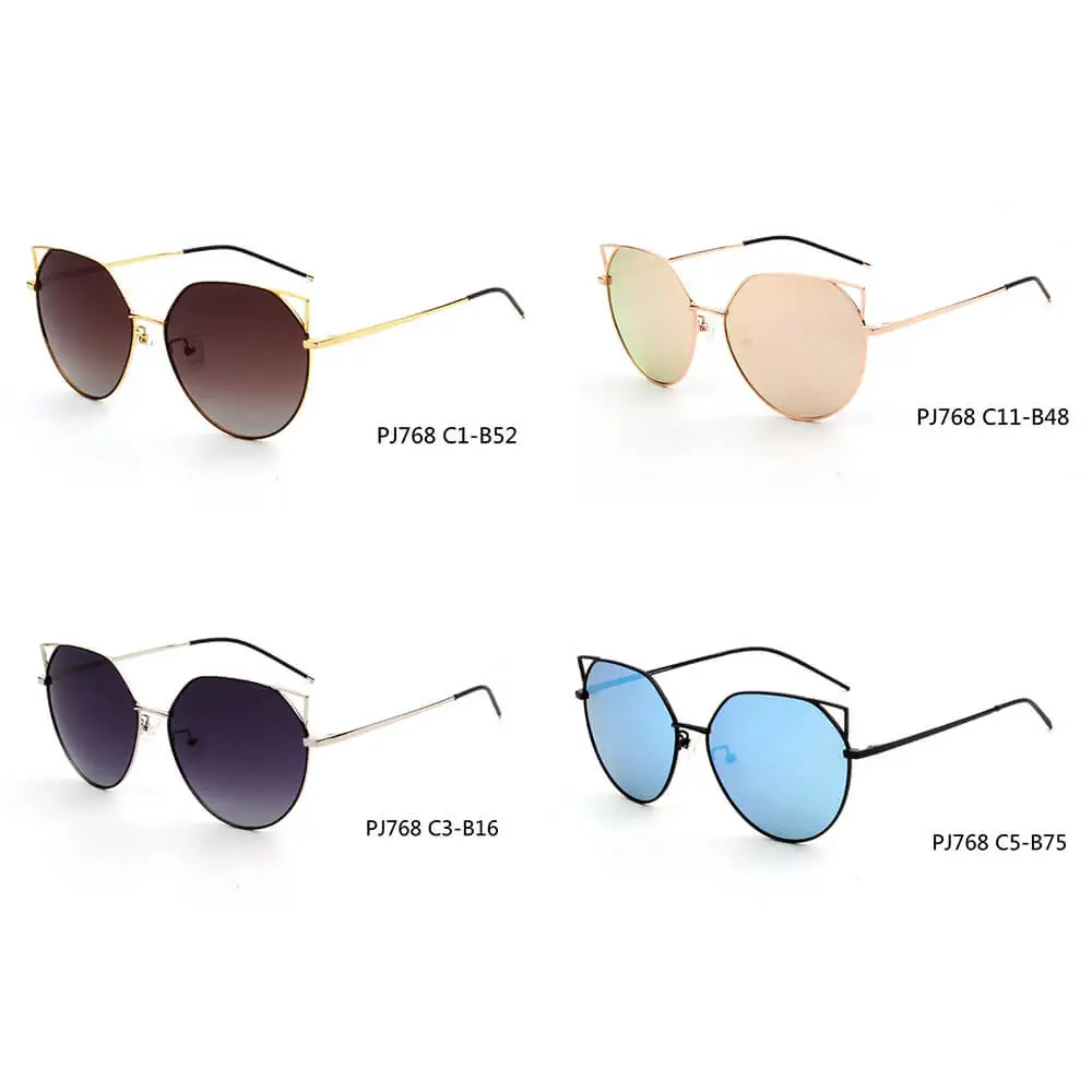 Polarized Round Cat-Eye Classic Finish Sunglasses