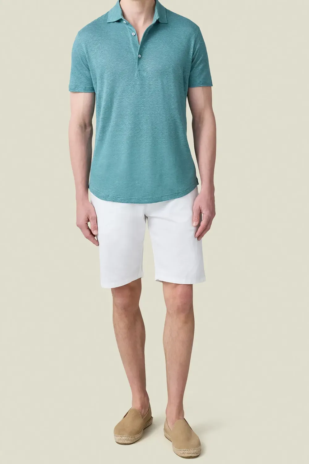 Breathable Polo Linen Jersey-Green