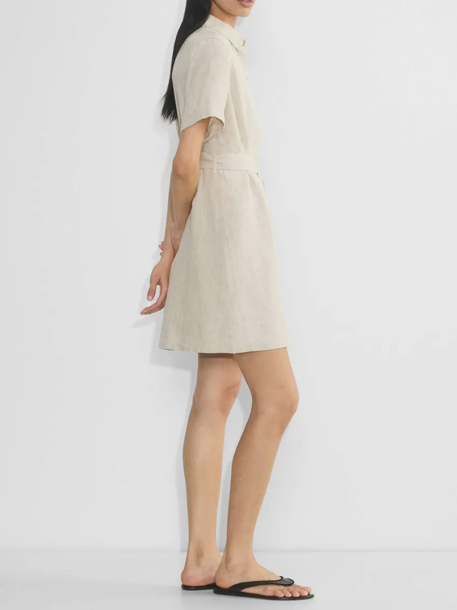 Tied Button Up Short Sleeve Dress