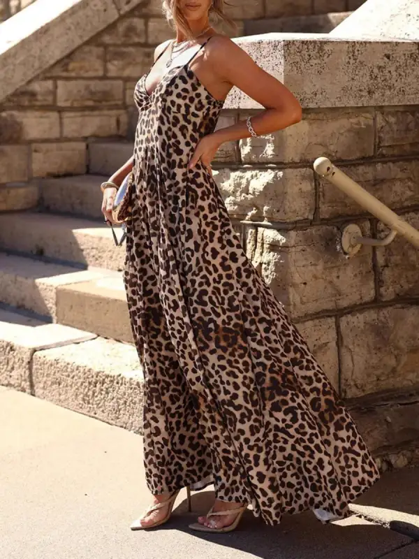 Waisted Pleated Neck Maxi Dress