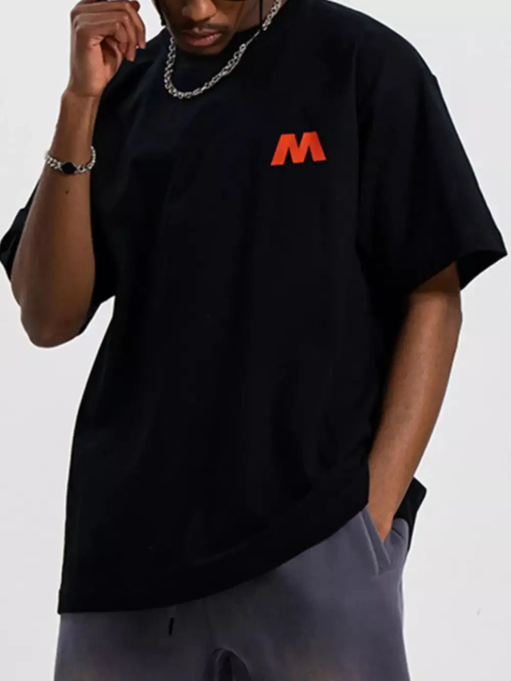 Letter Graphic Round-Neck T-Shirt