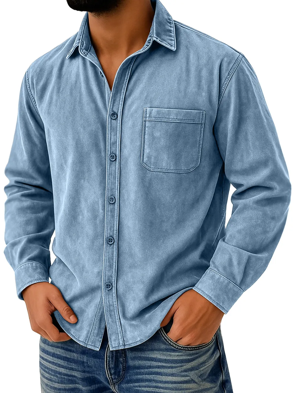 Suede Feel Pocket Shirt