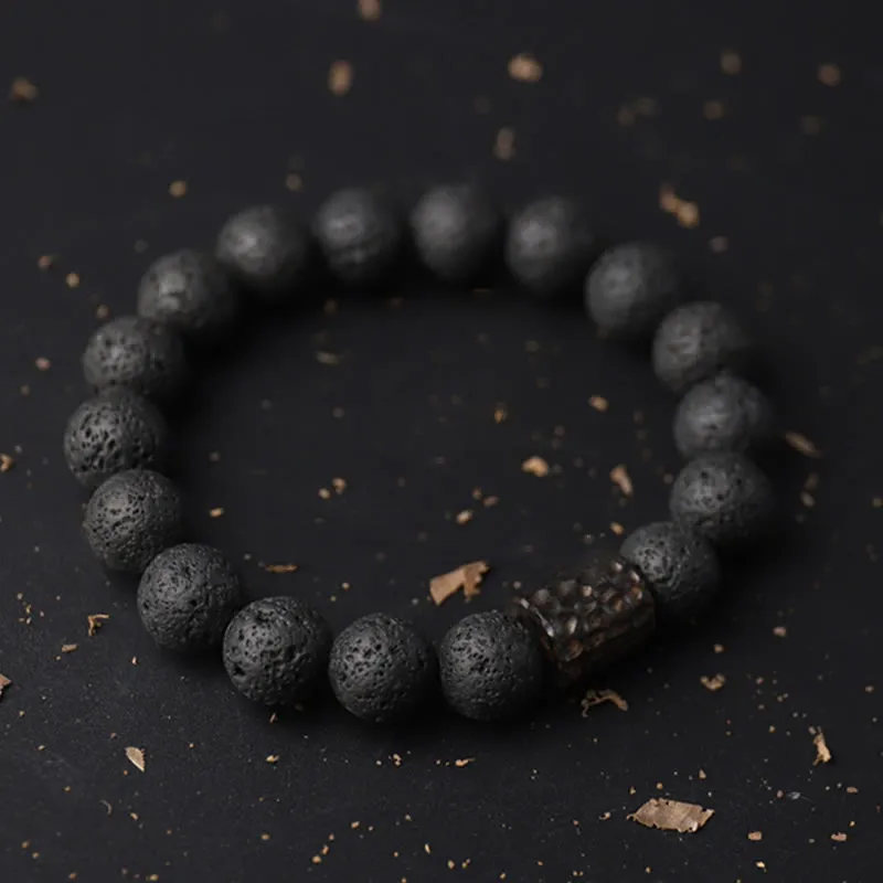 Handmade Rise Within Lava Rock Bracelet