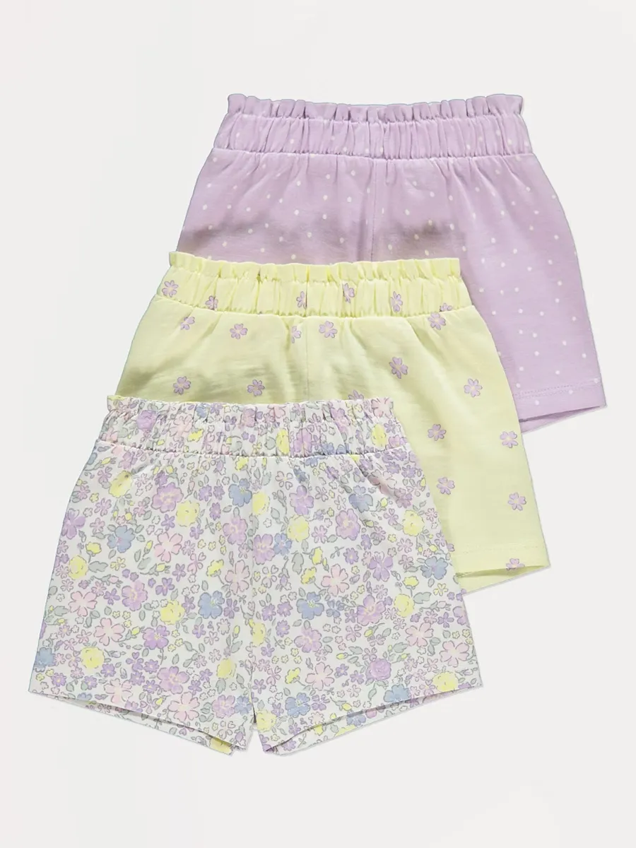 Lilac Floral Shorts 3 Pack