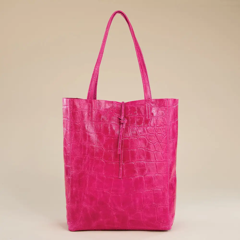 Heritage Style Leather Croco Texture Tote Bag