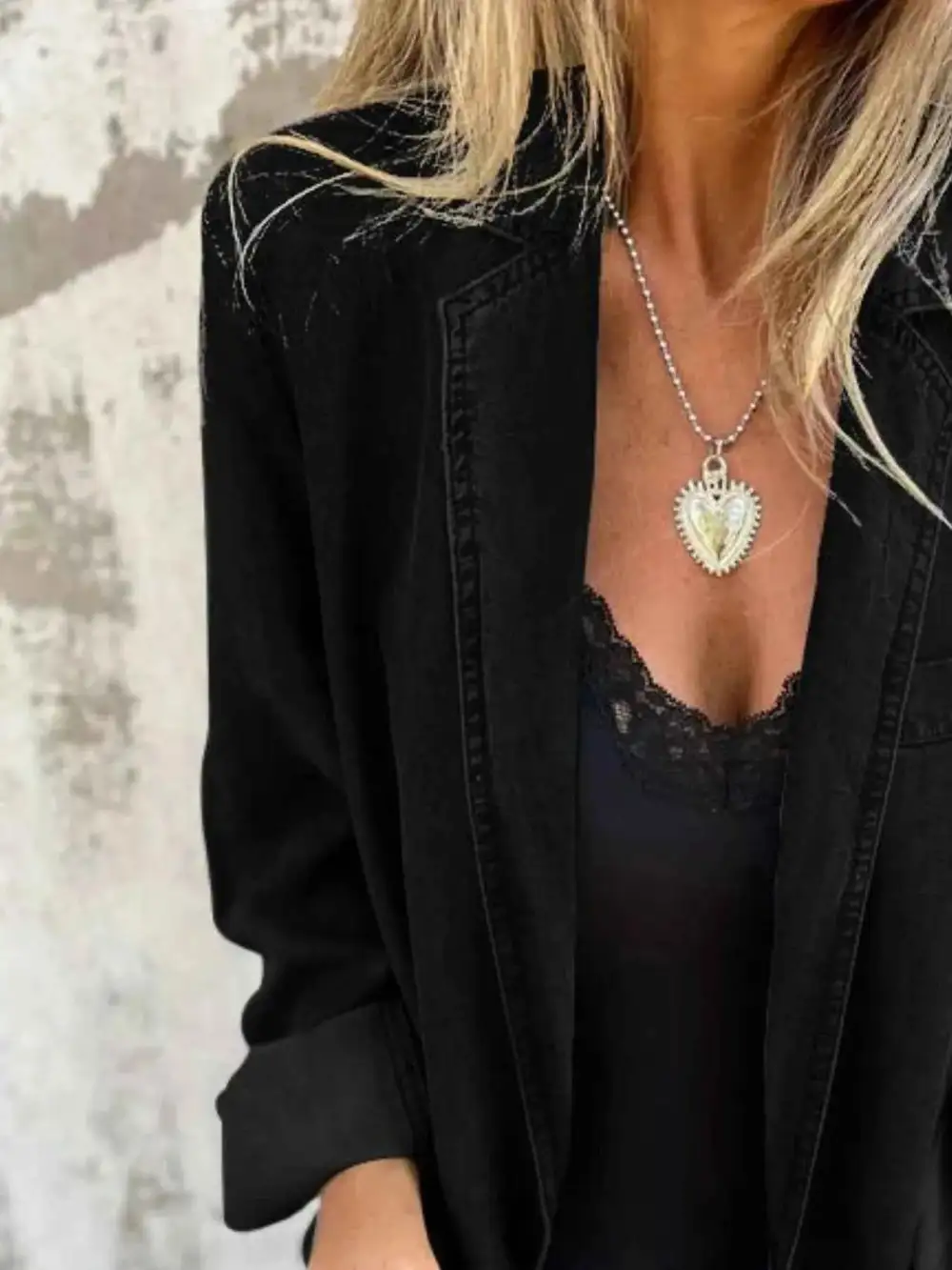 Plus Size Button Down Denim Blazer