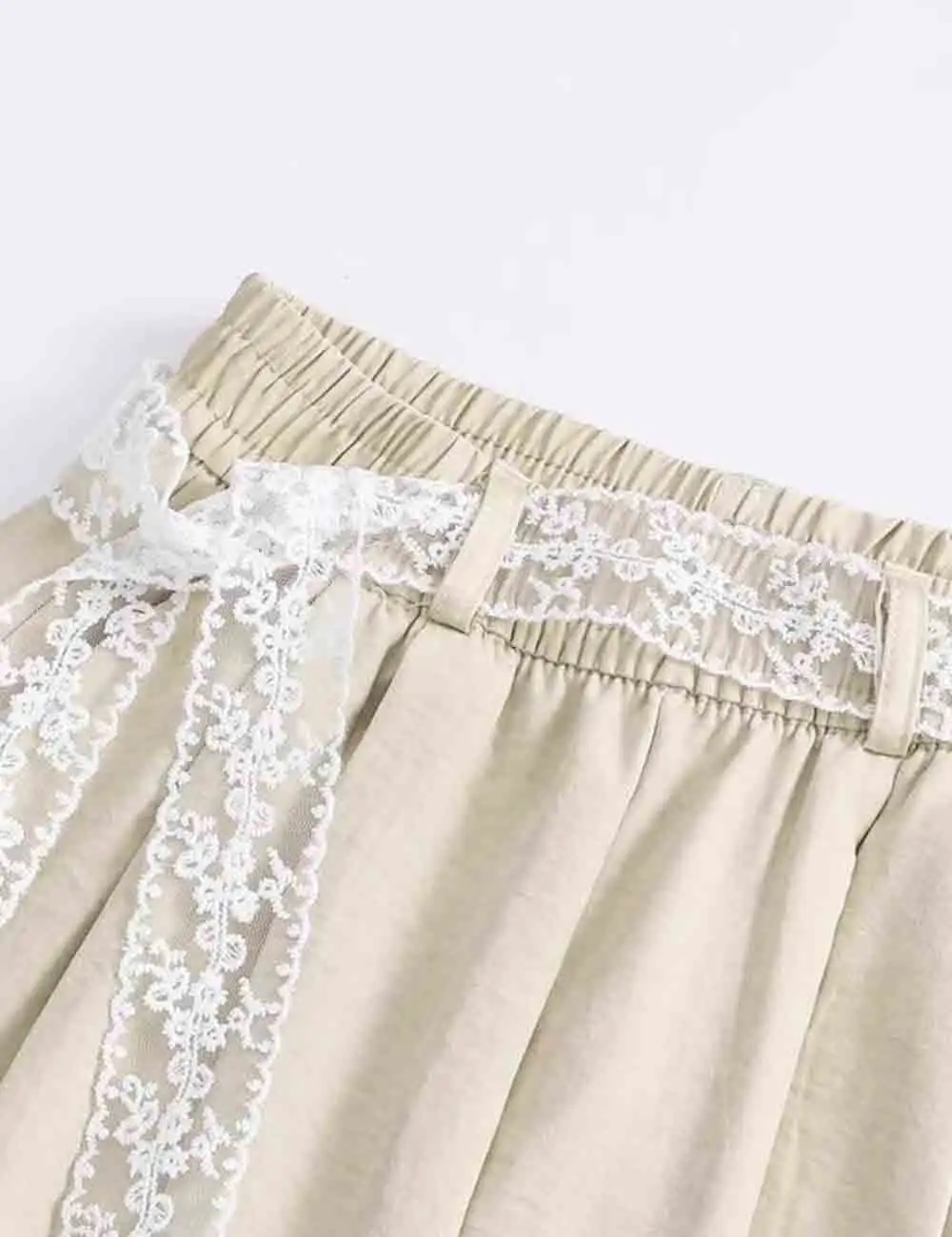 Lace Belt Wide Pants
