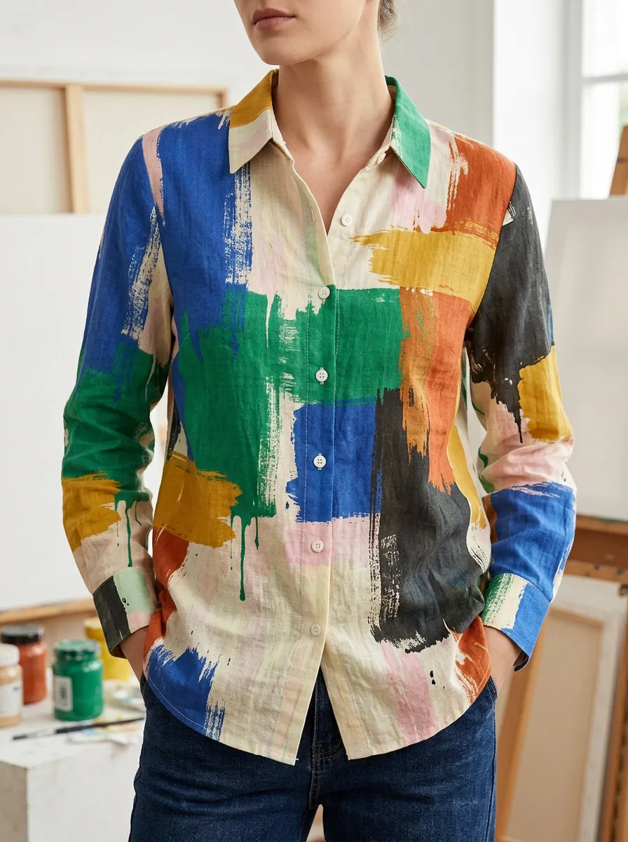 Women's Abstract Art Abstract Art Lover Brushstroke Shirt