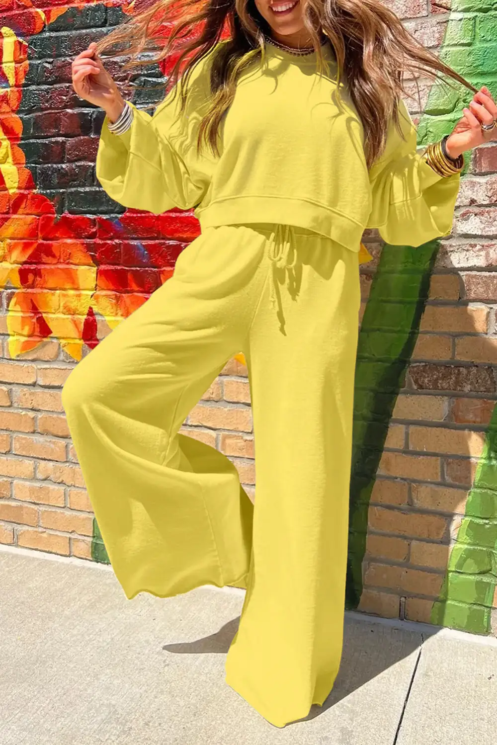 Sleeve Pullover Soft Pants Lounge Set Comfort