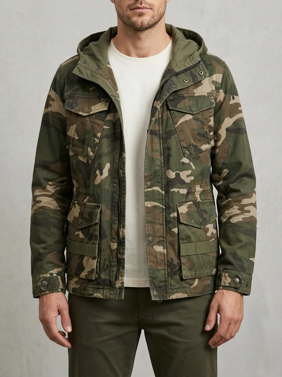 Men's Military Inspired Camouflage Field Jacket