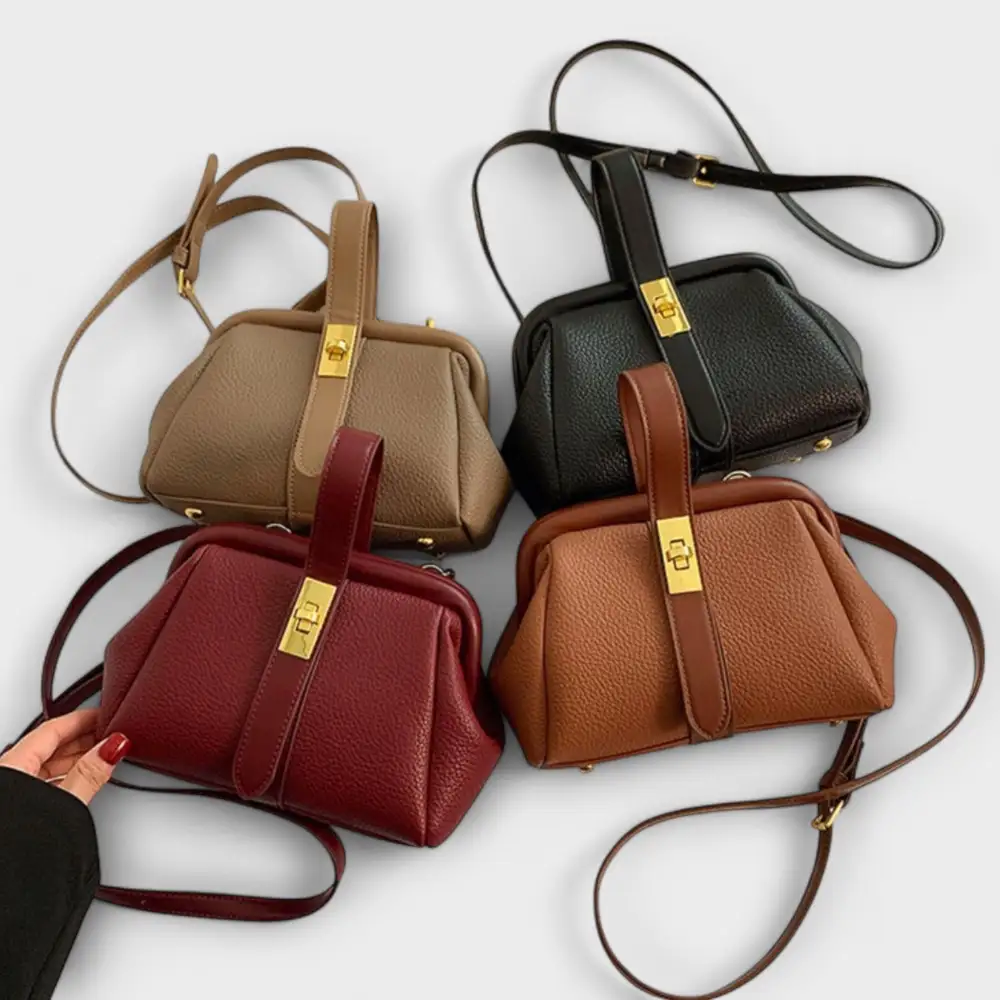 Structured Open Top Leather Handbag