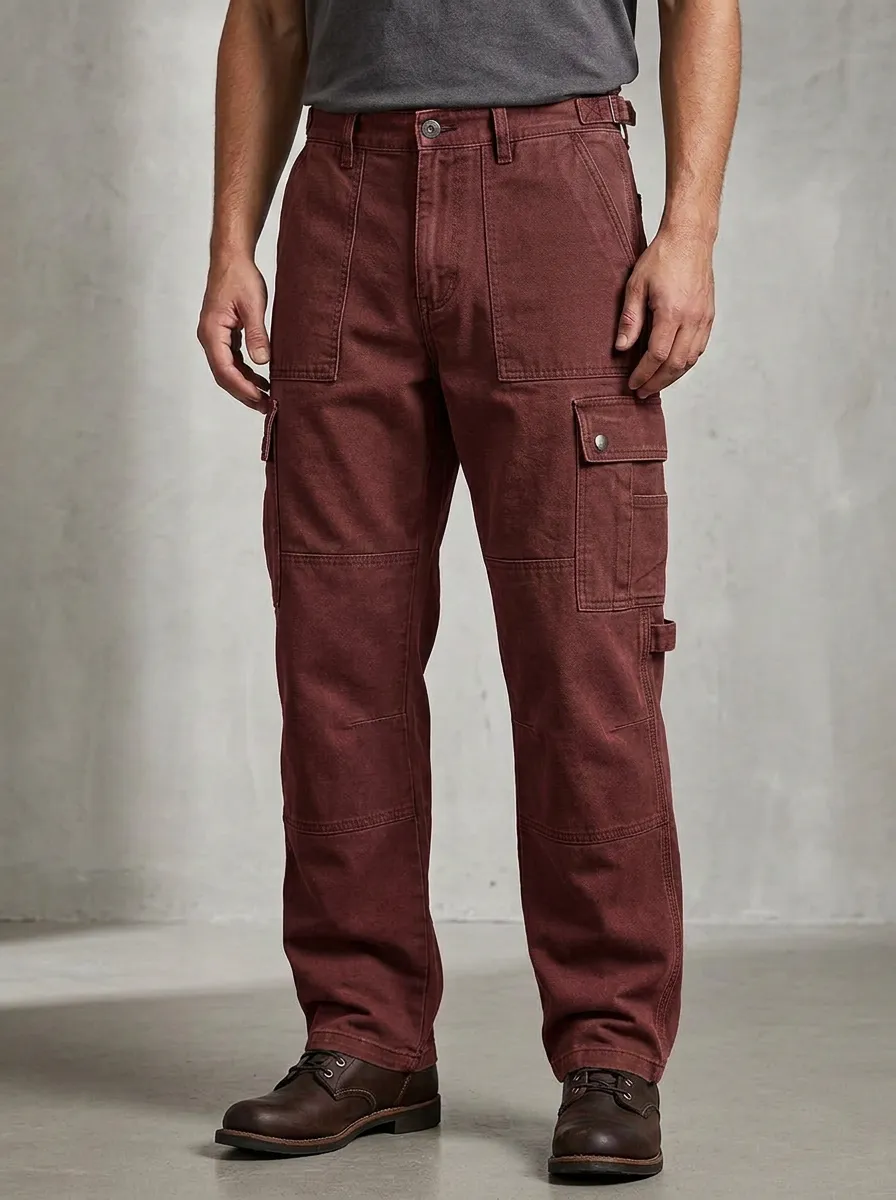 Men's Relaxed Canvas Pocket Utility Cargo Pants