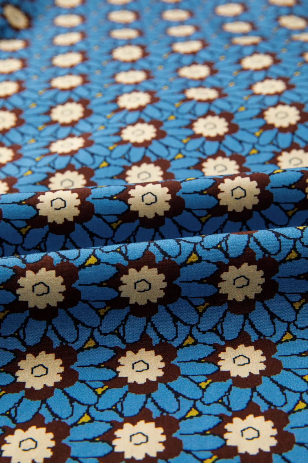 Sky Blue Retro Floral Print Blouse