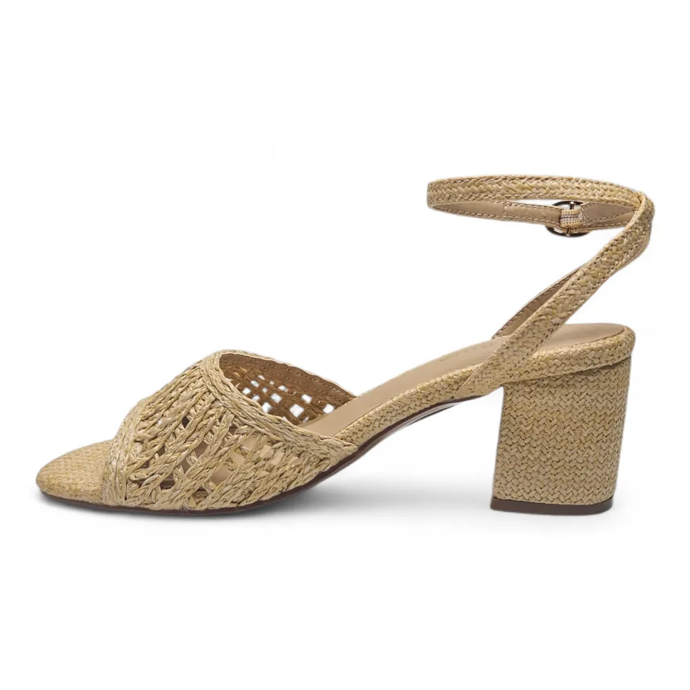 Headway Raffia Woven Band With Ankle Strap Heels