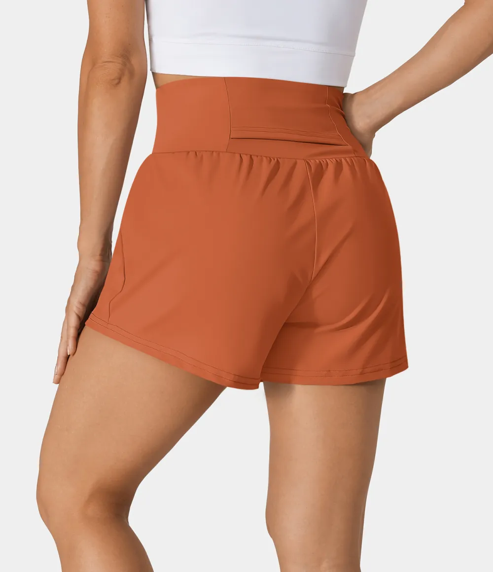 2026🔥  Super High Waisted Back Pocket & Side Hidden Pocket 2-in-1 Yoga Shorts 2.5