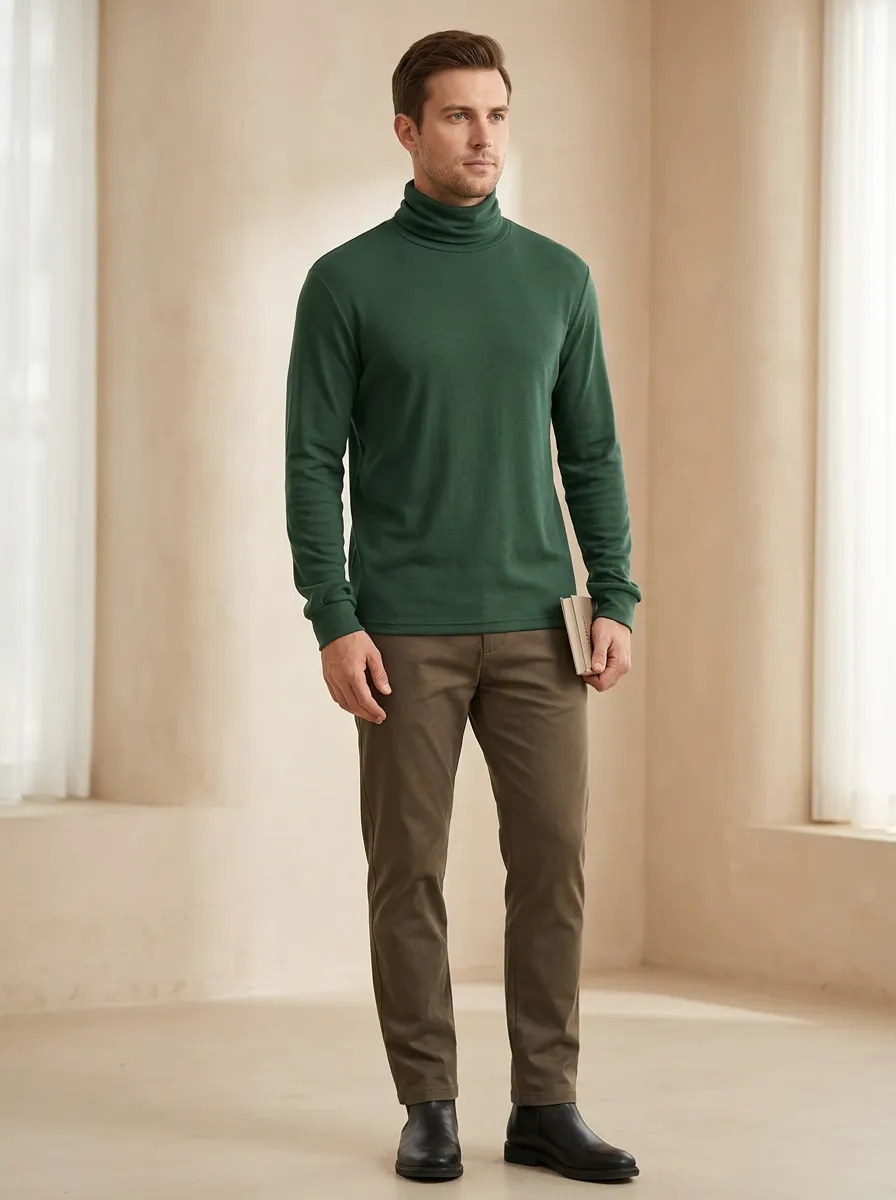Men's Long Sleeve Versatile Look Turtleneck Top