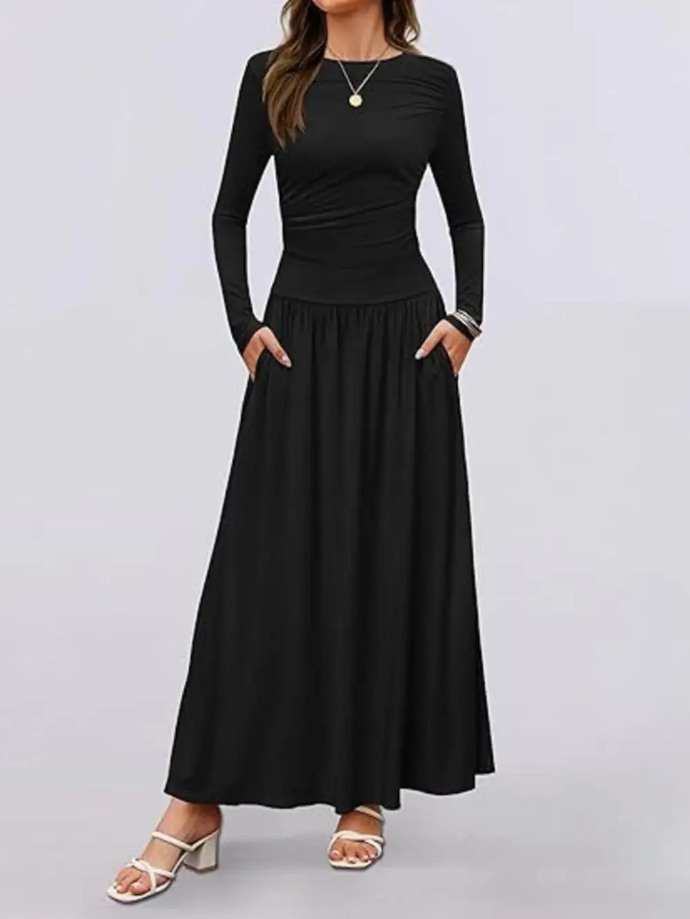 Long Sleeve Maxi Dress With Pockets