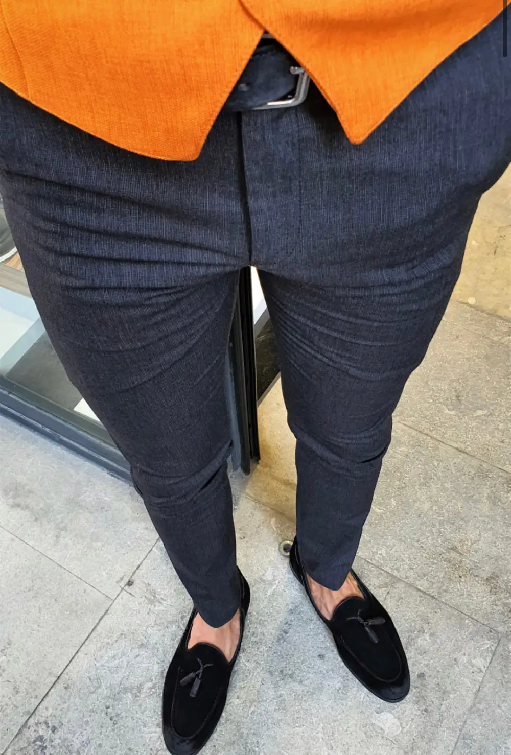 Streamlined Slim Fit Linen Tailored Trousers