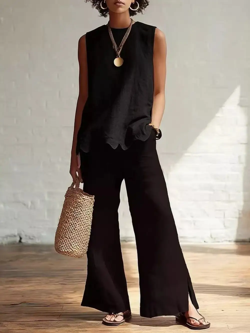 Buttoned Ruffled Tank Top