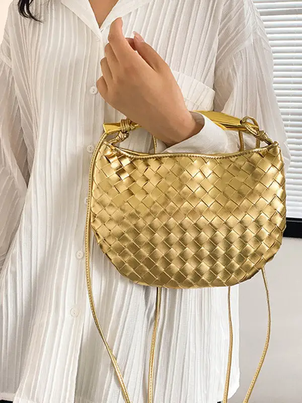 Geometric Shiny Woven Crossbody Bag