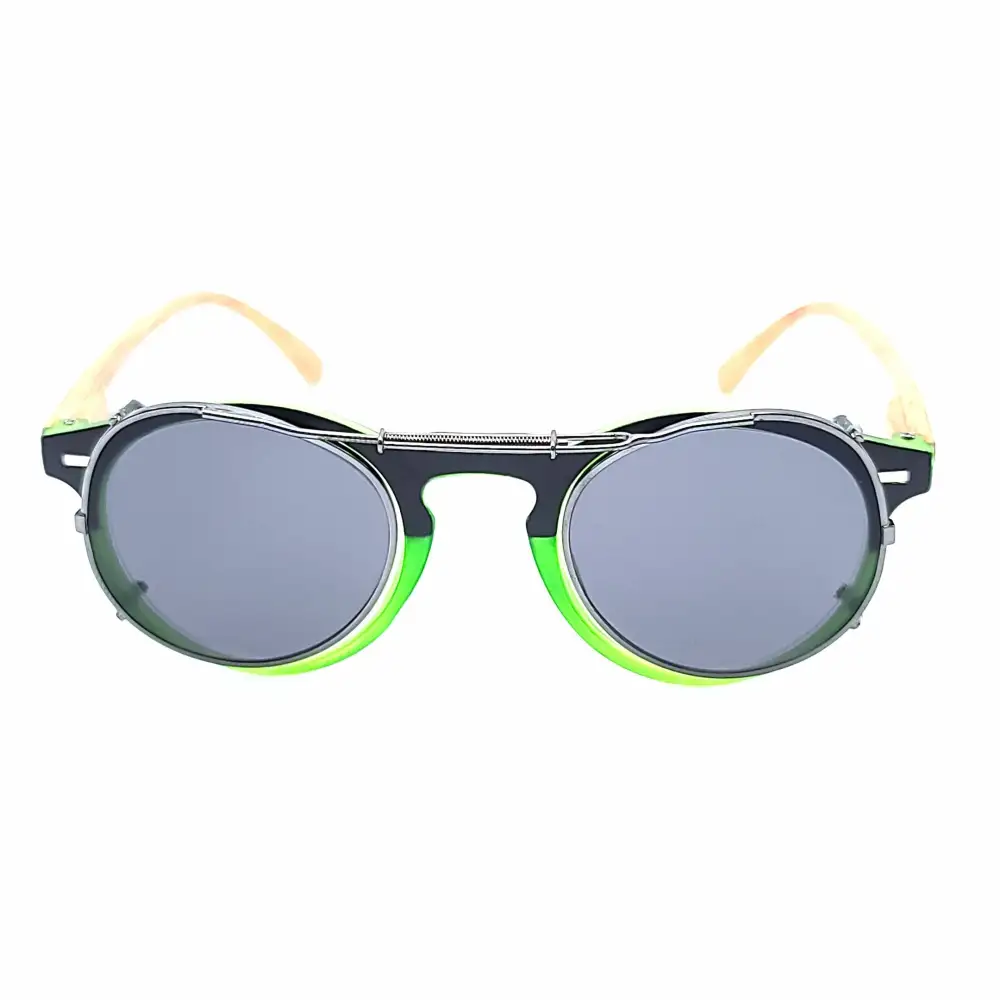 52mm Round Mirrored Clip-On Sunglasses