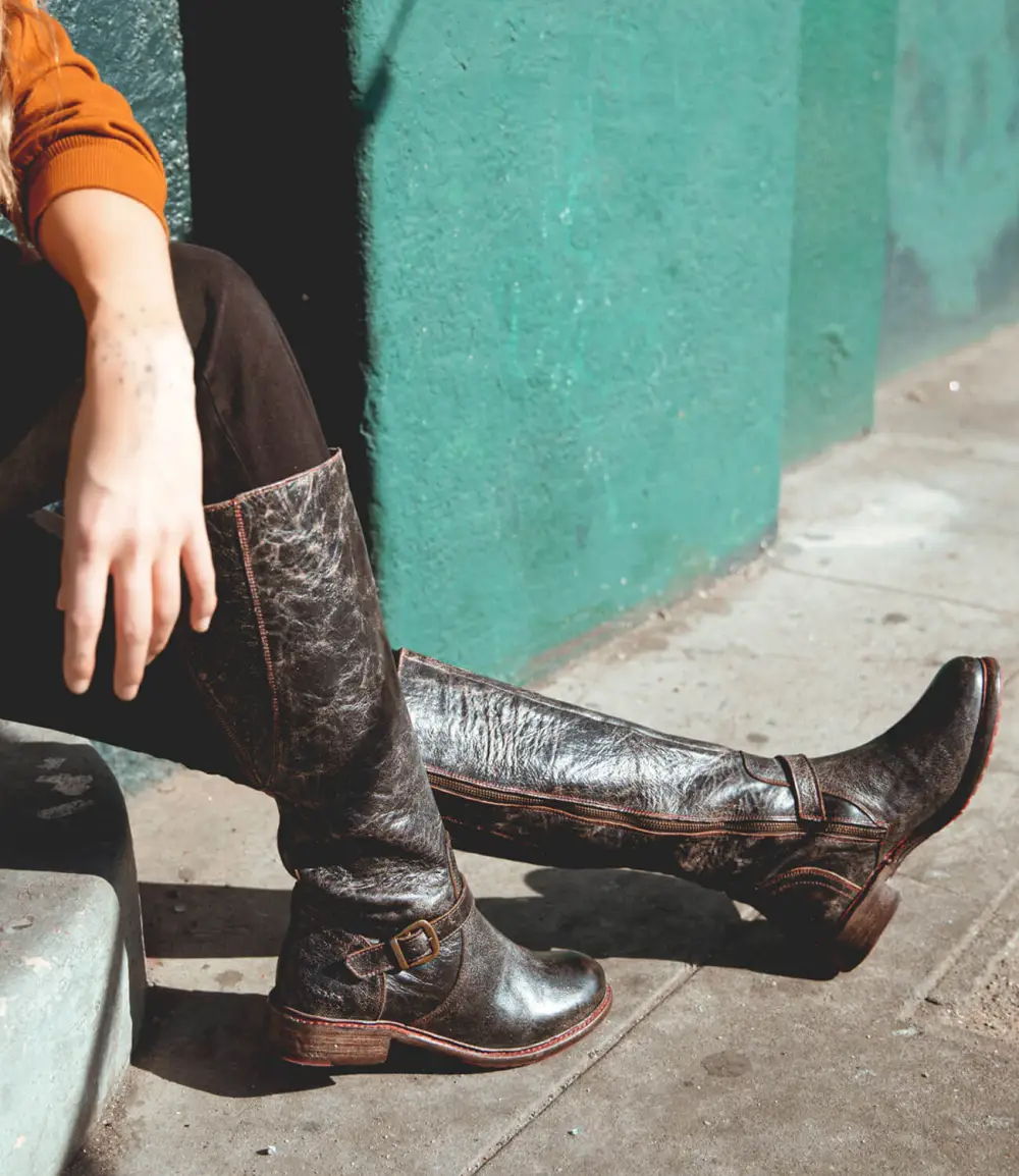 Buckled Layered Riding Boots