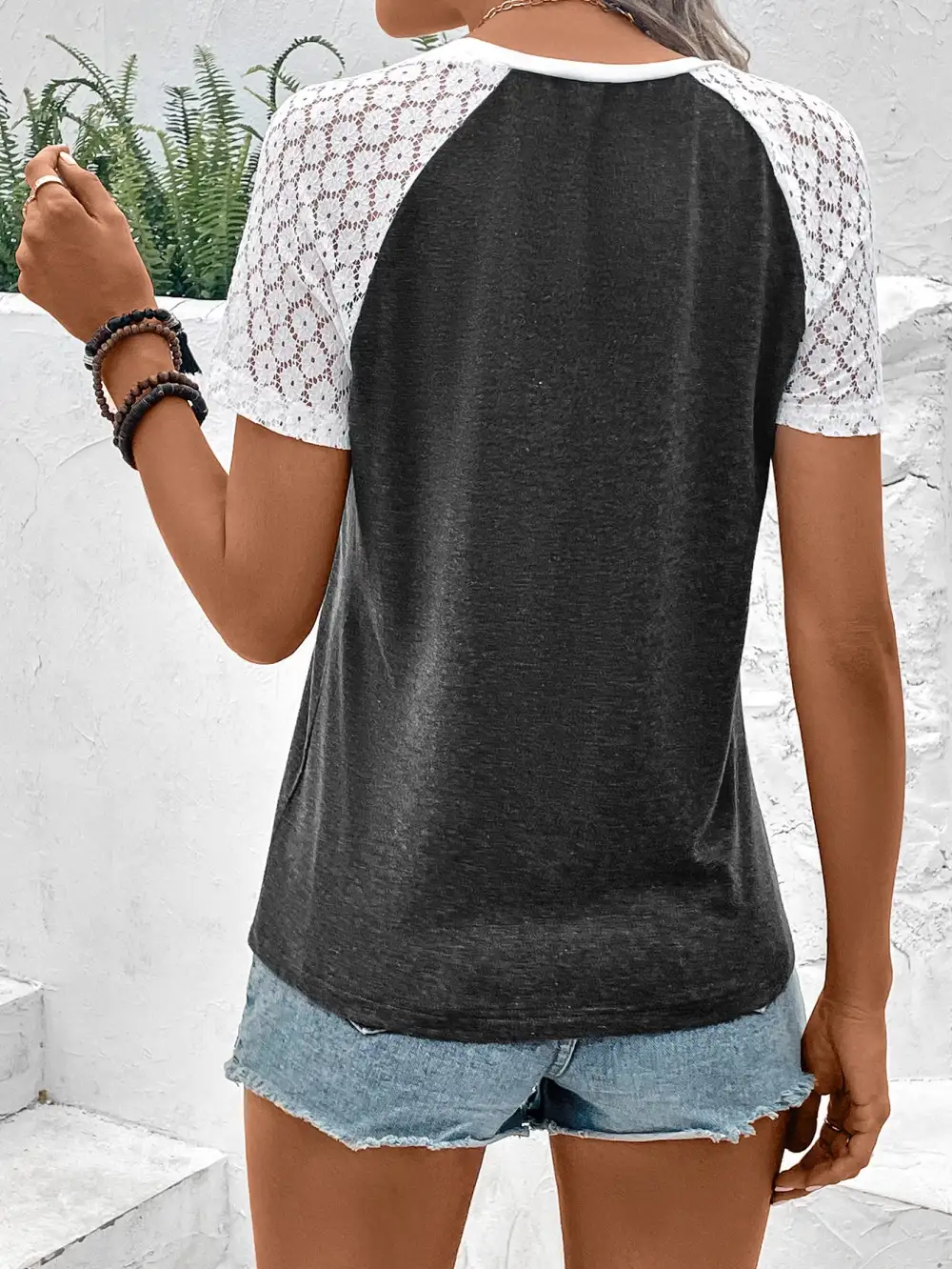 Color Block Raglan Sleeve Round Neck T-Shirt