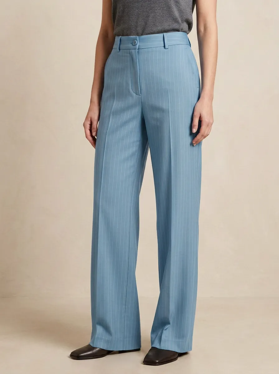 Casual Pinstripe High Rise Wide Leg Pants