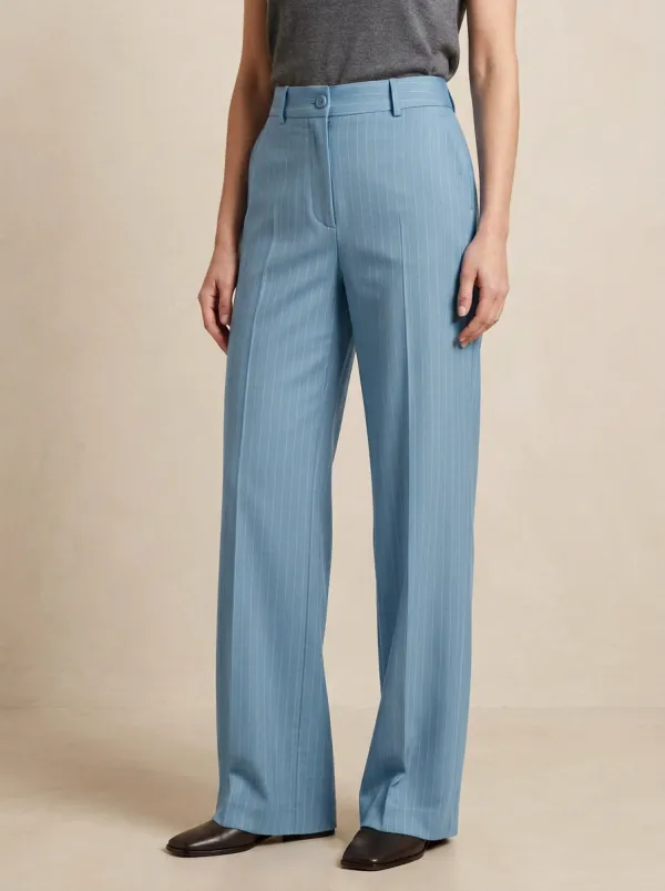 Casual Pinstripe High Rise Wide Leg Pants