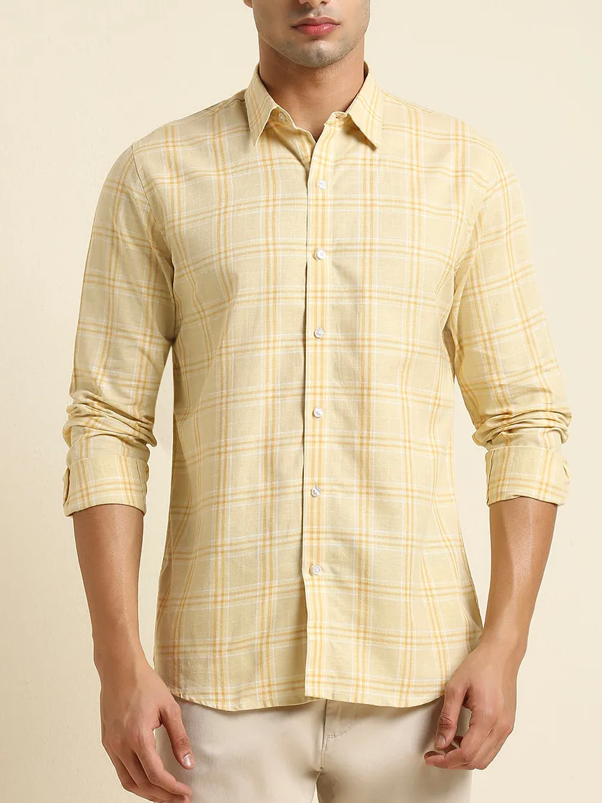 Checked Plaid Slim Fit Men's Formal Shirt