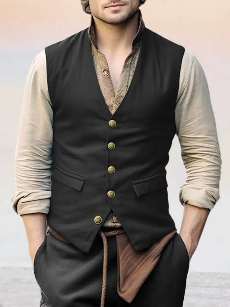 Clean Front V-Neck Suit Vest