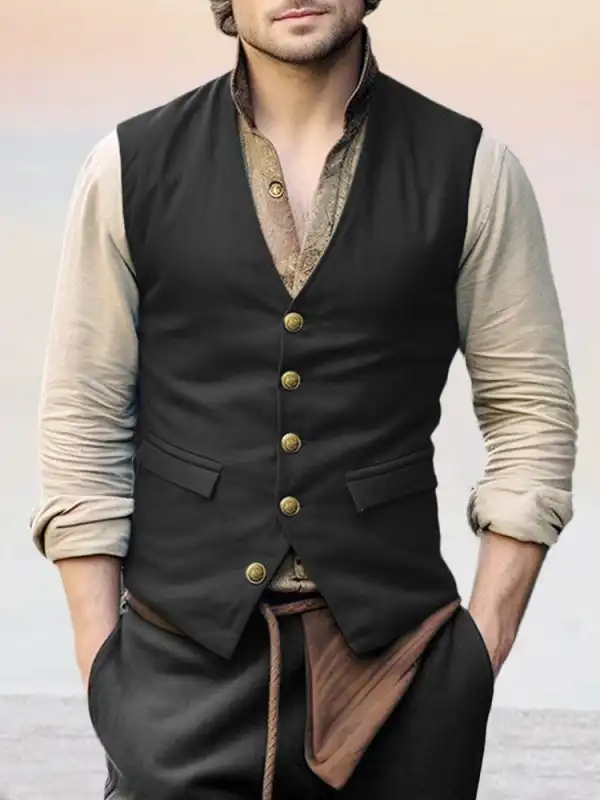 Clean Front V-Neck Suit Vest