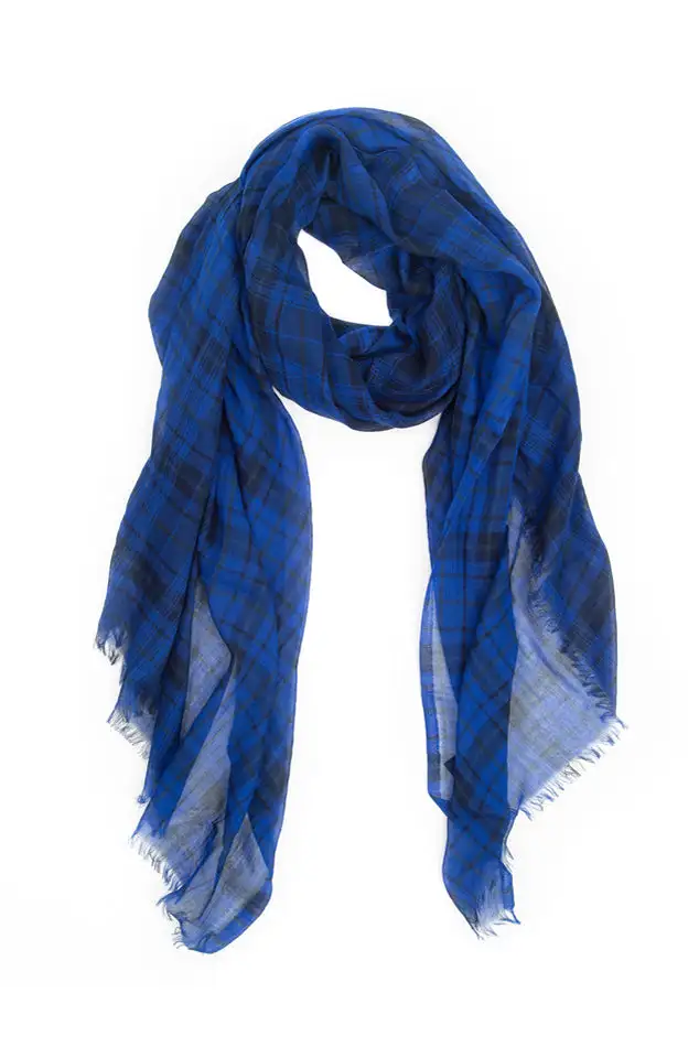 Plaid Wool Silk Fashion Scarf