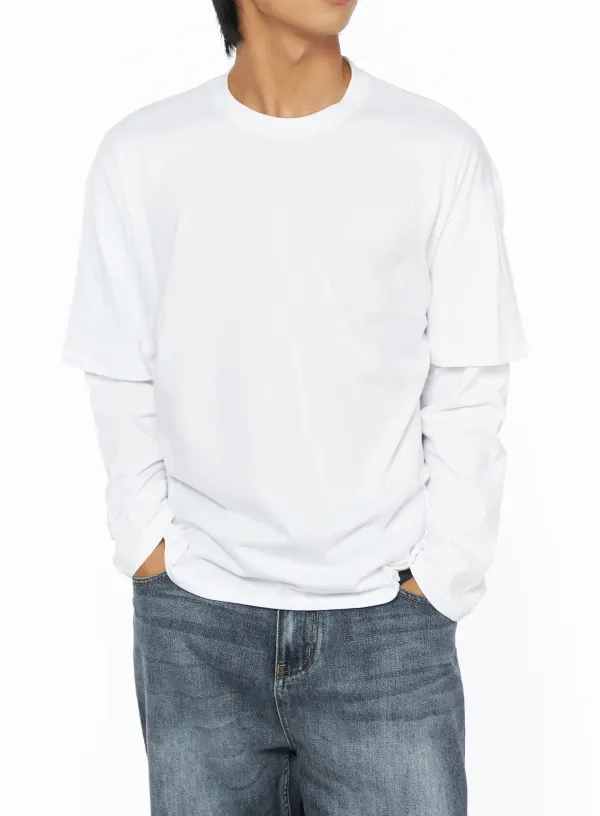 Men's Basic Layered Long Sleeve Tee