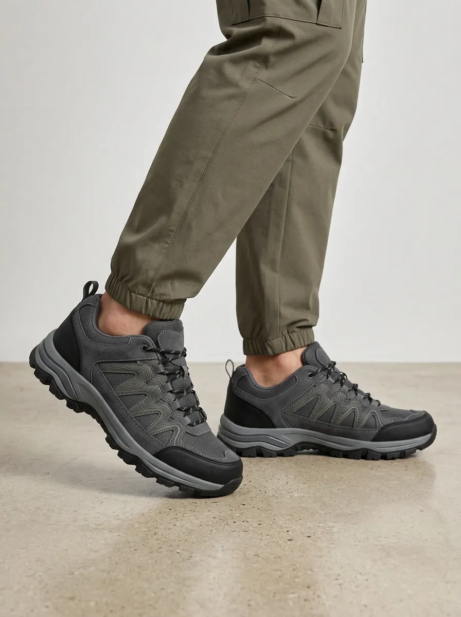Men's Modern Hiking Enthusiast Topographic Pattern Printed Outdoor Shoes