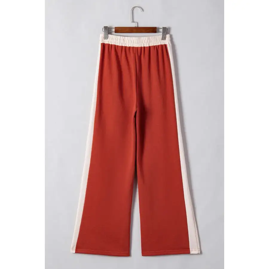 Drawstring Contrast Wide Leg Pants