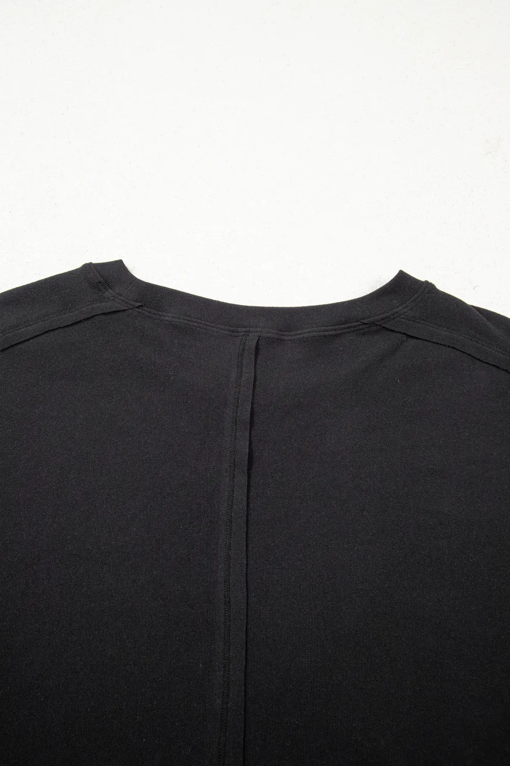 Black Bow Textured Patchwork Long Sleeve Tee