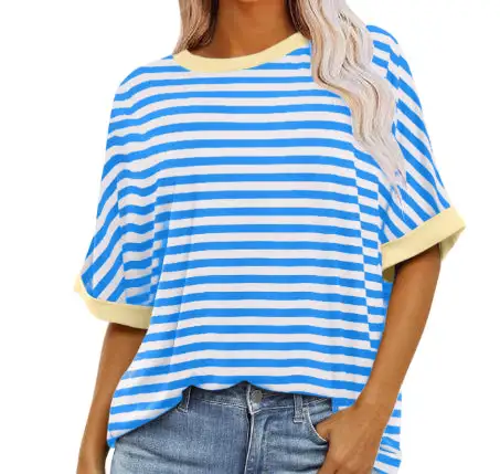 Striped Crewneck Short Sleeve Pullover