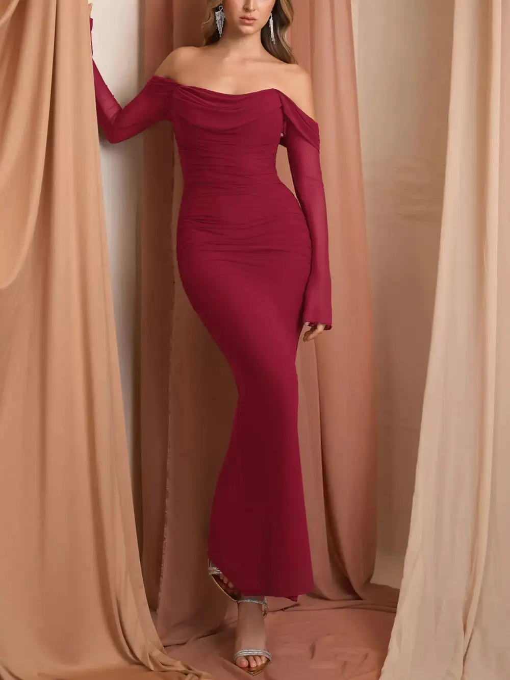 Relaxed Shape Ruched Maxi Dress