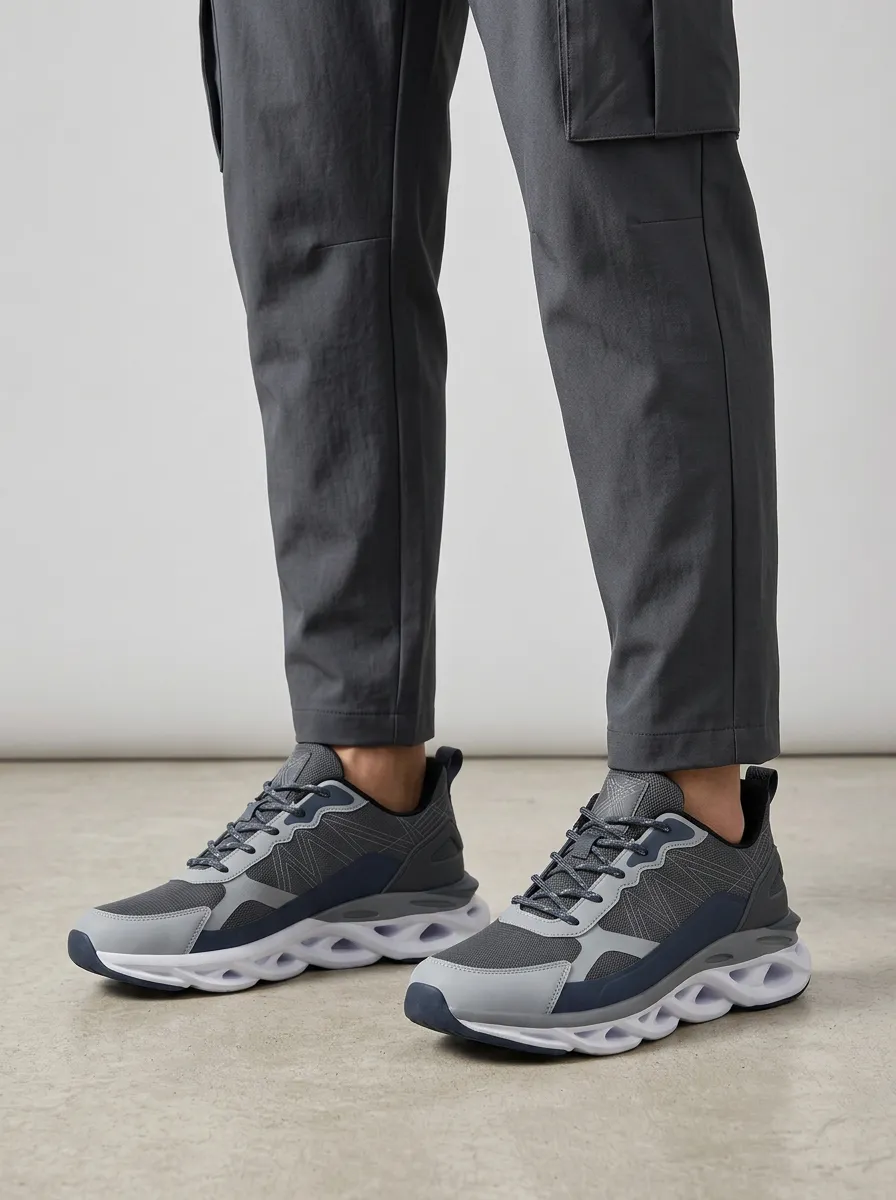 Men's Navy Minimalist Geometric Athletic Sneakers