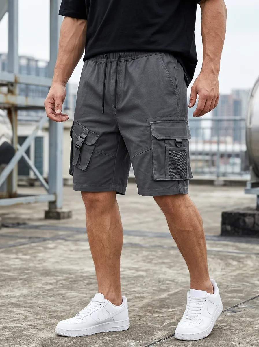 Easy-Wear Multi-Pocket Drawstring Cargo Shorts