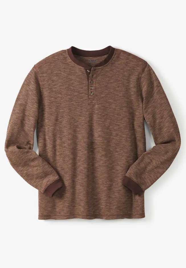 Waffle-Knit Thermal Henley Tee