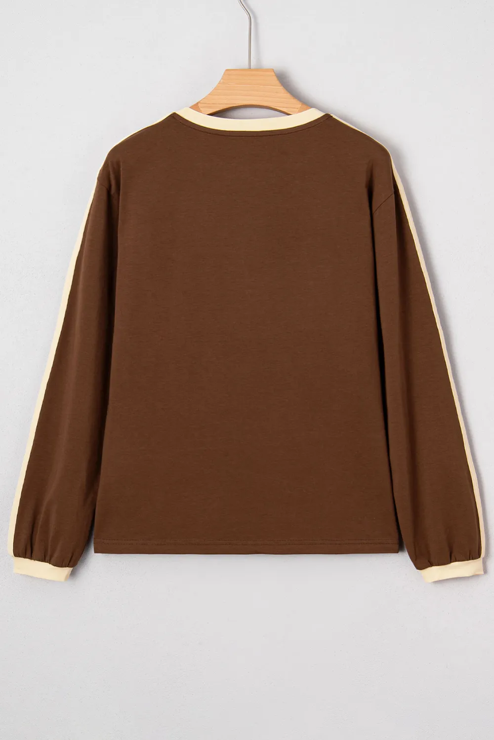 Dark Brown Varsity Striped Accent Tee