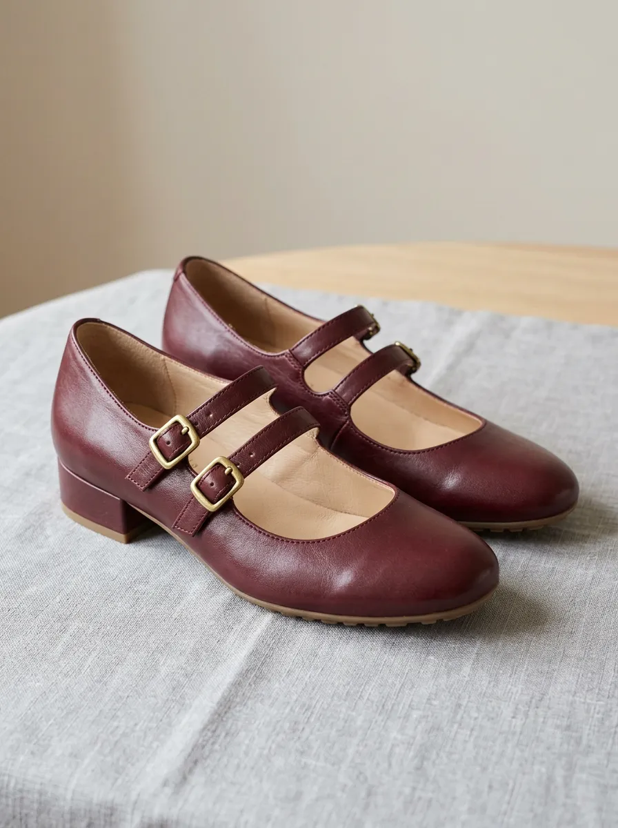 Women's Vintage-Inspired Double-Buckle Mary Jane Shoes