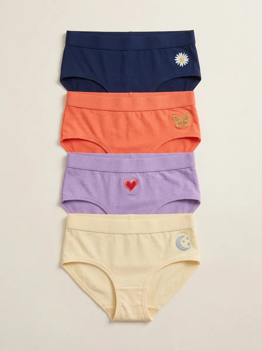 Women's Daisy Butterfly Moon Embroidered Brief Set