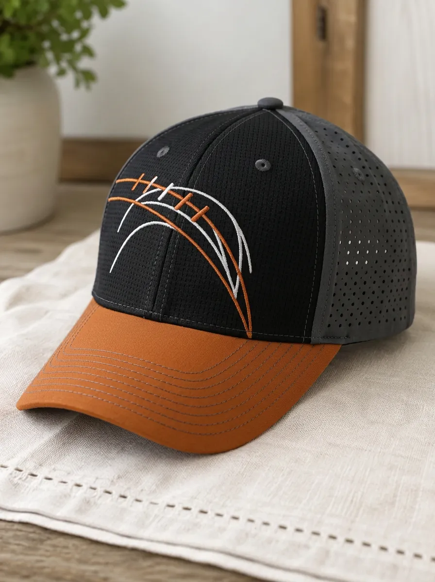 Men's American Football Fan Orange Stitch Embroidered Cap