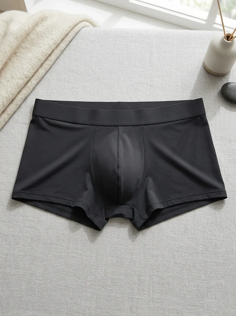 Men's Solid Black Minimalist Boxer Briefs Underwear