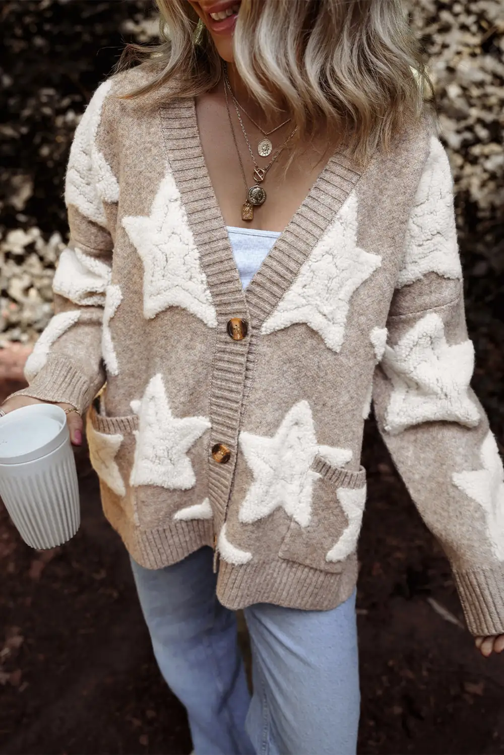 Textured Pocketed Cardigan