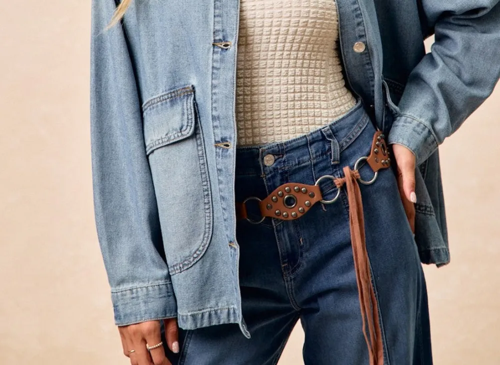 Washed Denim Jacket with Contrast Collar Detail