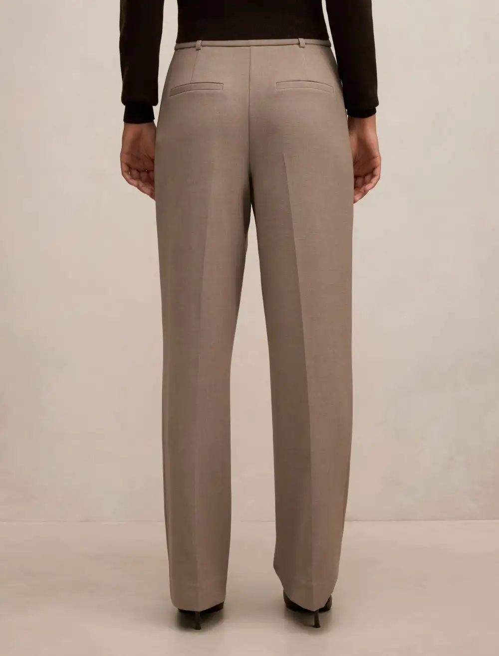 Taupe Straight Leg Tailored Trousers